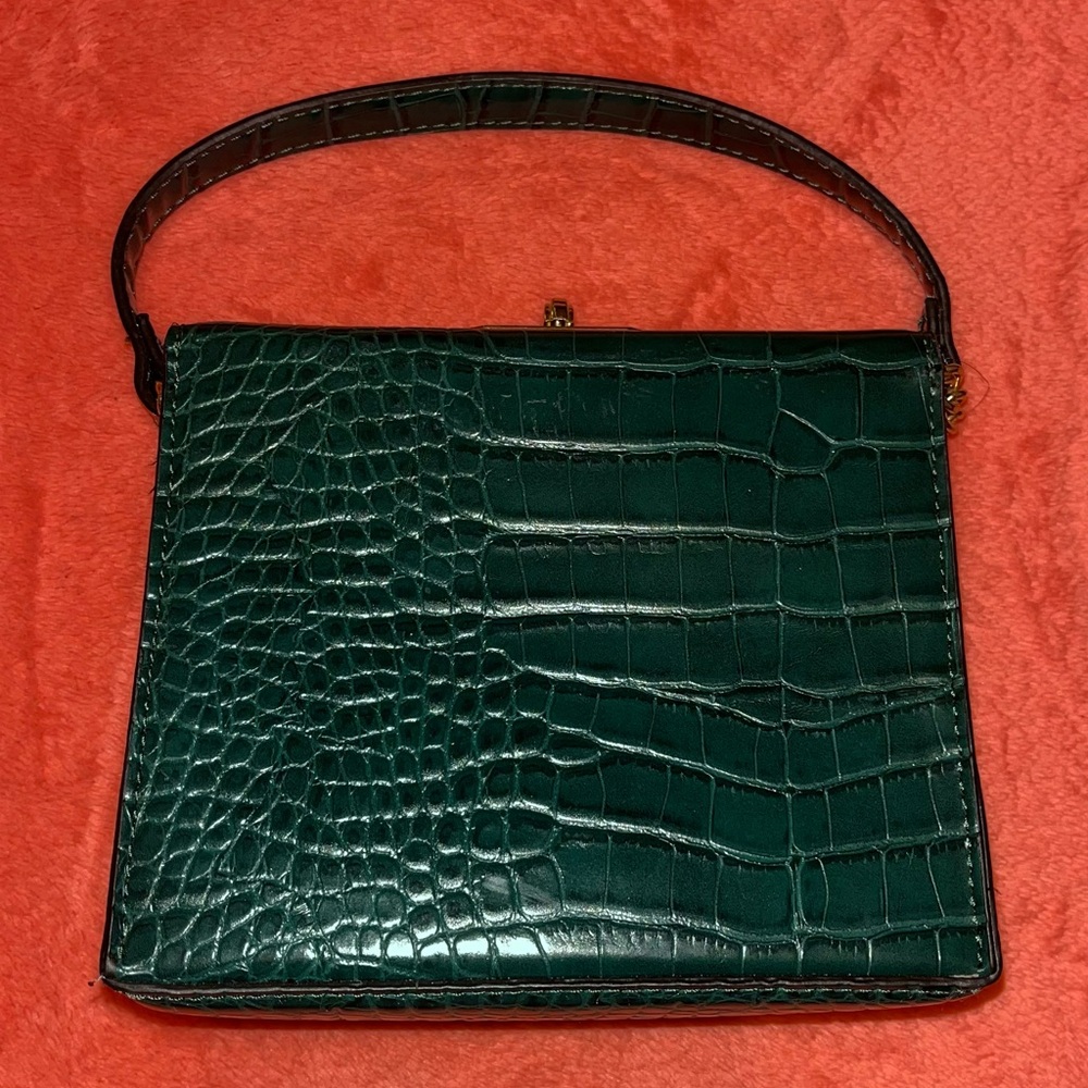 Forever 21 Dark Green Crocodile-Embossed Mini Bag